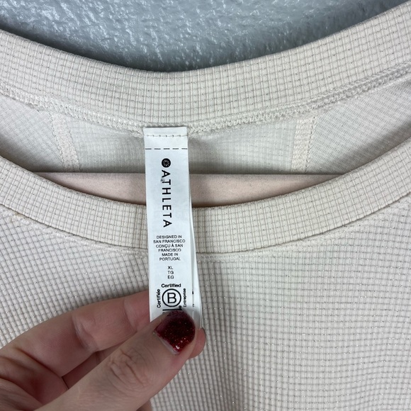 Athleta Speckled Waffle Thermal Long Sleeve Womens XL Cream Lightweight - Picture 4 of 8